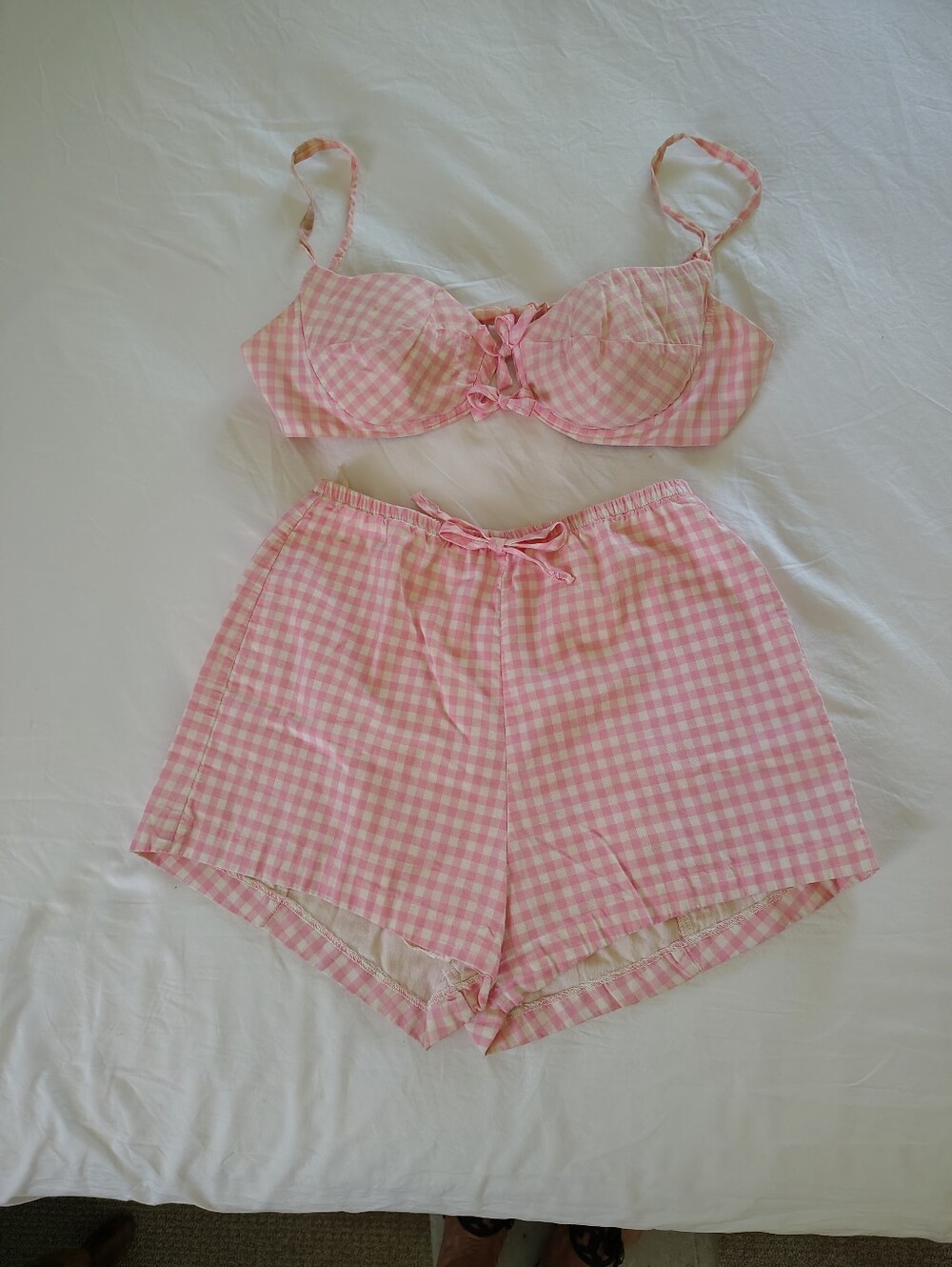 Vintage 1960s Cole of California Pink Gingham 2 Piece Swimsuit Playsuit Set S/XS